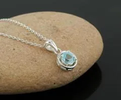Sky Blue Topaz Pendant Necklace - 3