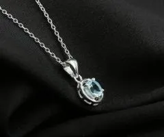 Sky Blue Topaz Pendant Necklace - 4